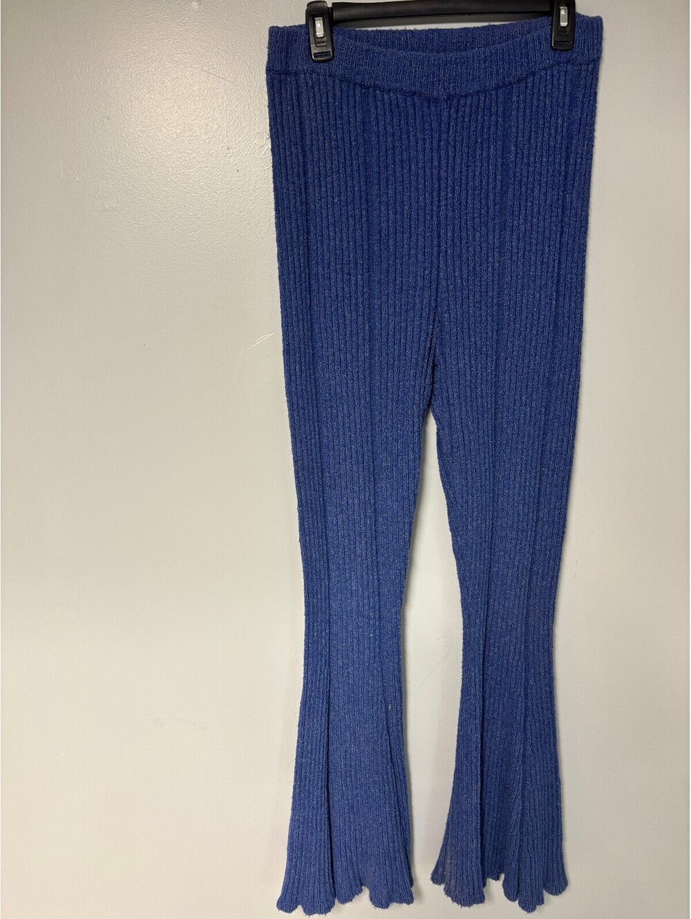 Free People Blue Ribbed Flare Leggings Size L